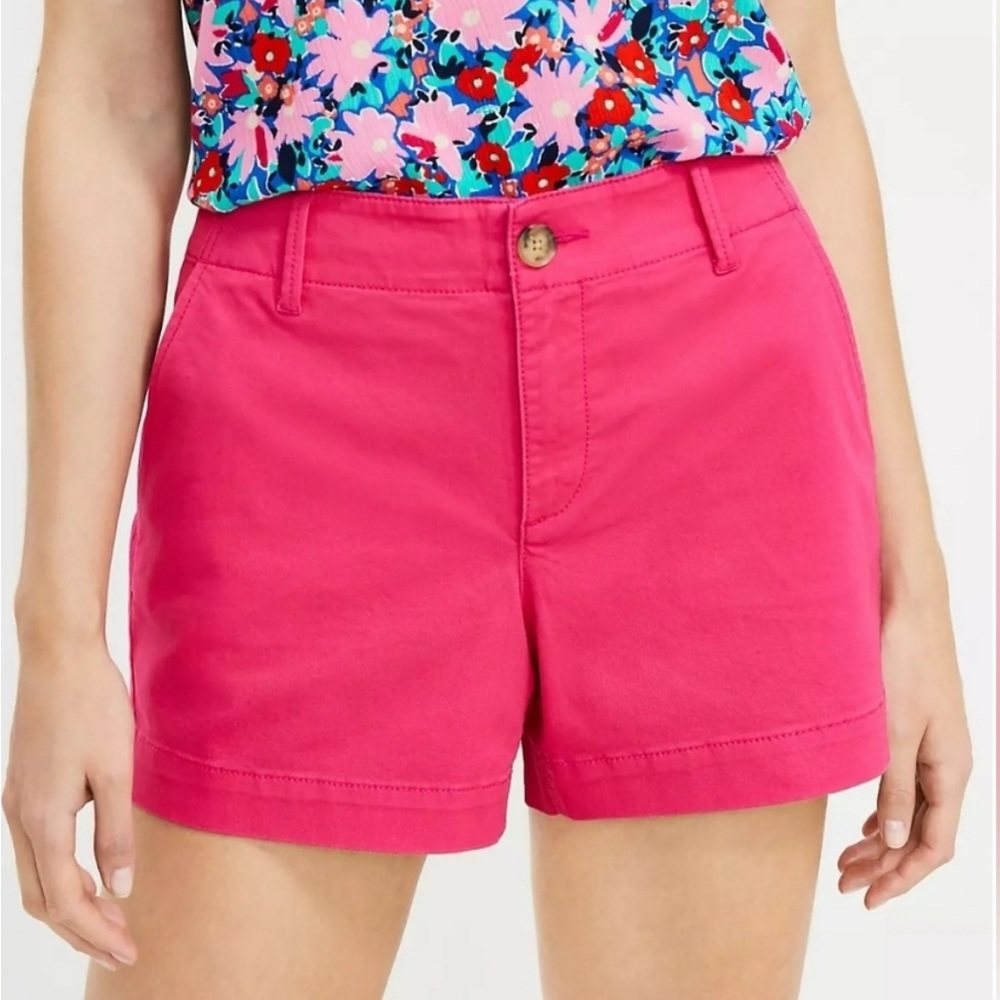 LOFT High Waist Pink Shorts Vibrant Cotton Blend